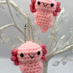 Axolotl Keychain Axolotl Baby Crochet Axolotl Crochet Keychains Pink Axolotl image 2