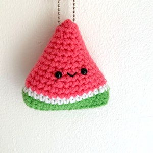 Watermelon Keychain, Crochet Watermelon, Watermelon Keychain, Summer Decor, Amigurumi Food, Crochet Fruit, Watermelon Slice