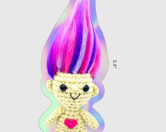 Troll Sticker - Bright Sticker - Doll Sticker - Cute Sticker - Holographic Sticker