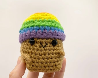 Pride Potato - Potato Plushie - Positive Potato - Crochet Potato - Rainbow Potato - Proud Potato