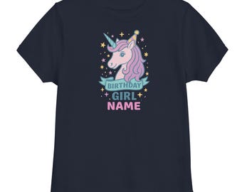 Birthday Girl Unicorn Toddler Shirt – Personalized Name
