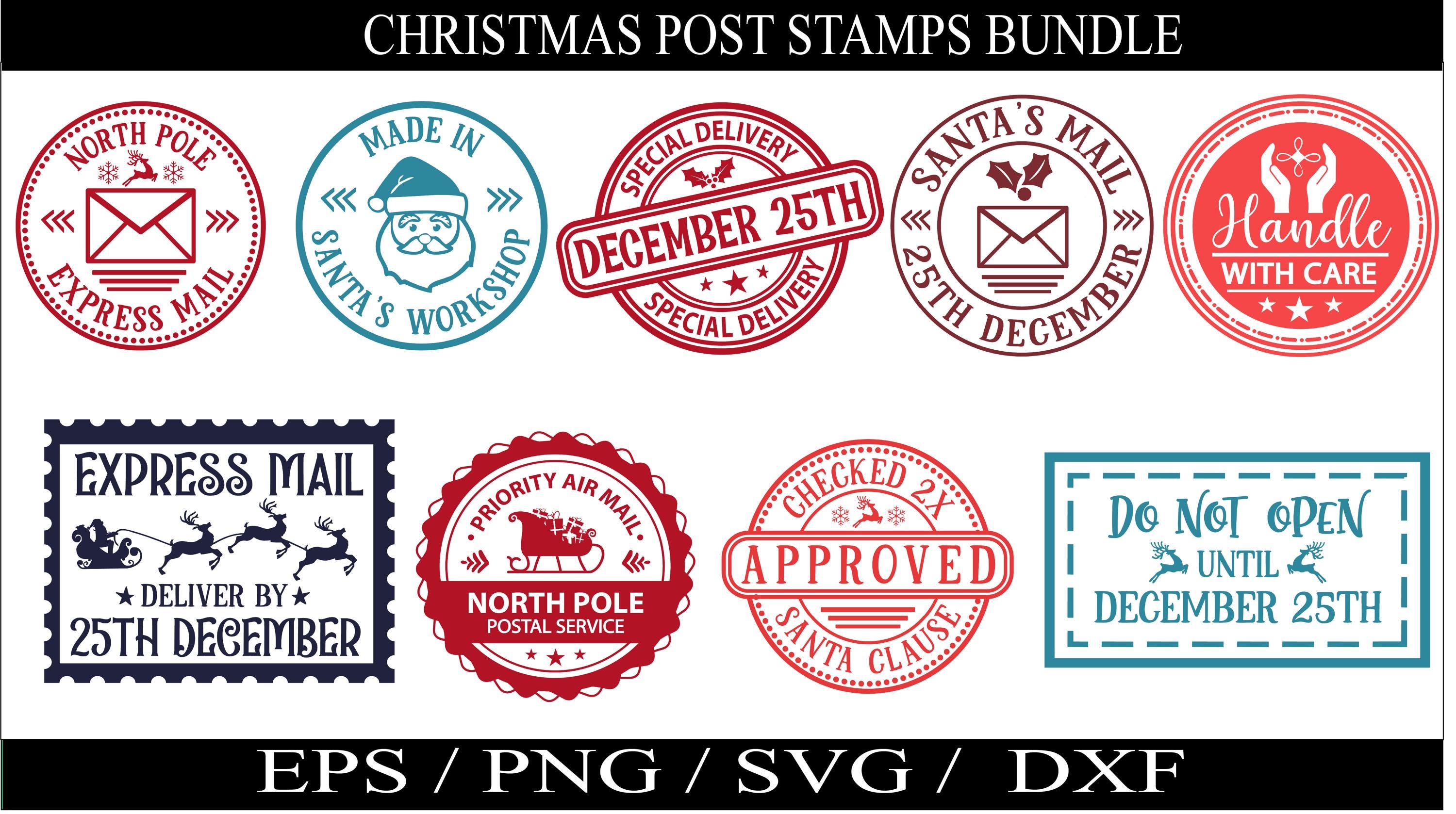 Christmas Santa Stamps SVG Bundle, North Pole Designs (Digital Download), image size:3000x1678