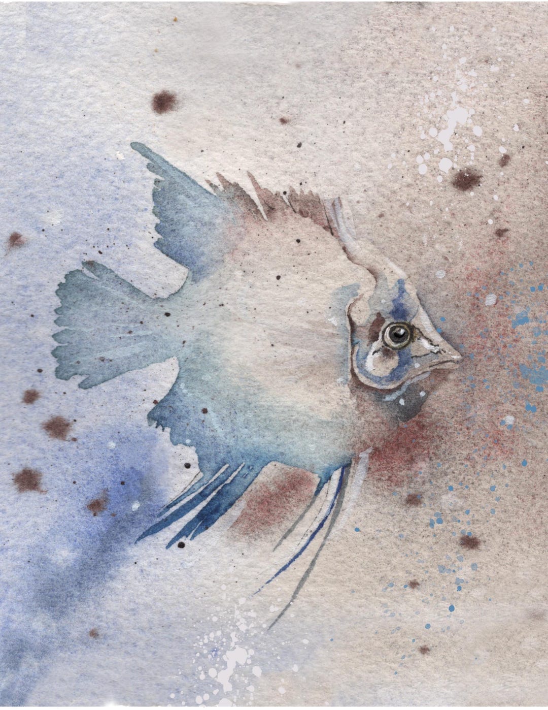 Pinterest Fish Angel Angel Fish Watercolor , Coastal Wall Decor - Etsy