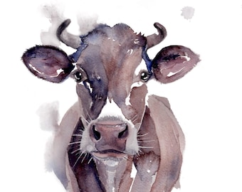 Watercolor Cow Print