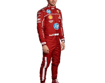 Go Karting Suit Ferrari F1 Suit Charles Leclerc Go Karting Suit Race 2025 model Level 2 Digital printed Kart racing Suit Free Gift Balaclava