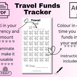 Travel Fund Savings Challenge Printable | Vacation Savings Tracker PDF | A6 Budget Binder Insert | Cash Envelope Challenge | Digital Downloa