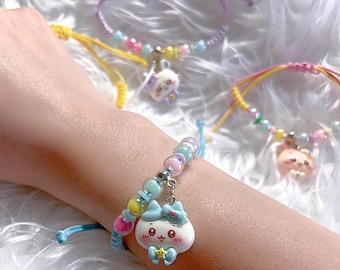 Chiikawa Beaded Bracelet | Pastel Anime Charm Jewelry for Kids Girls
