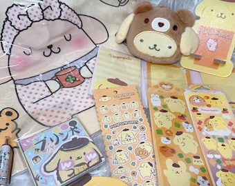 Pompompurin Gift Box | Sanrio Kawaii Stationery Set | Cute Yellow Holiday Bundle for Her | Back to school Gift set