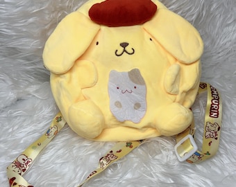 Kawaii pompompurin Plush Shoulder Bag | Cute Crossbody Purse | Soft Fluffy Sanrio Style Bag | Holiday Gift for Her