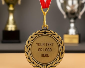 Custom Award Medal Engraved – Personalized Engraving On Award Medal with Text or Logo