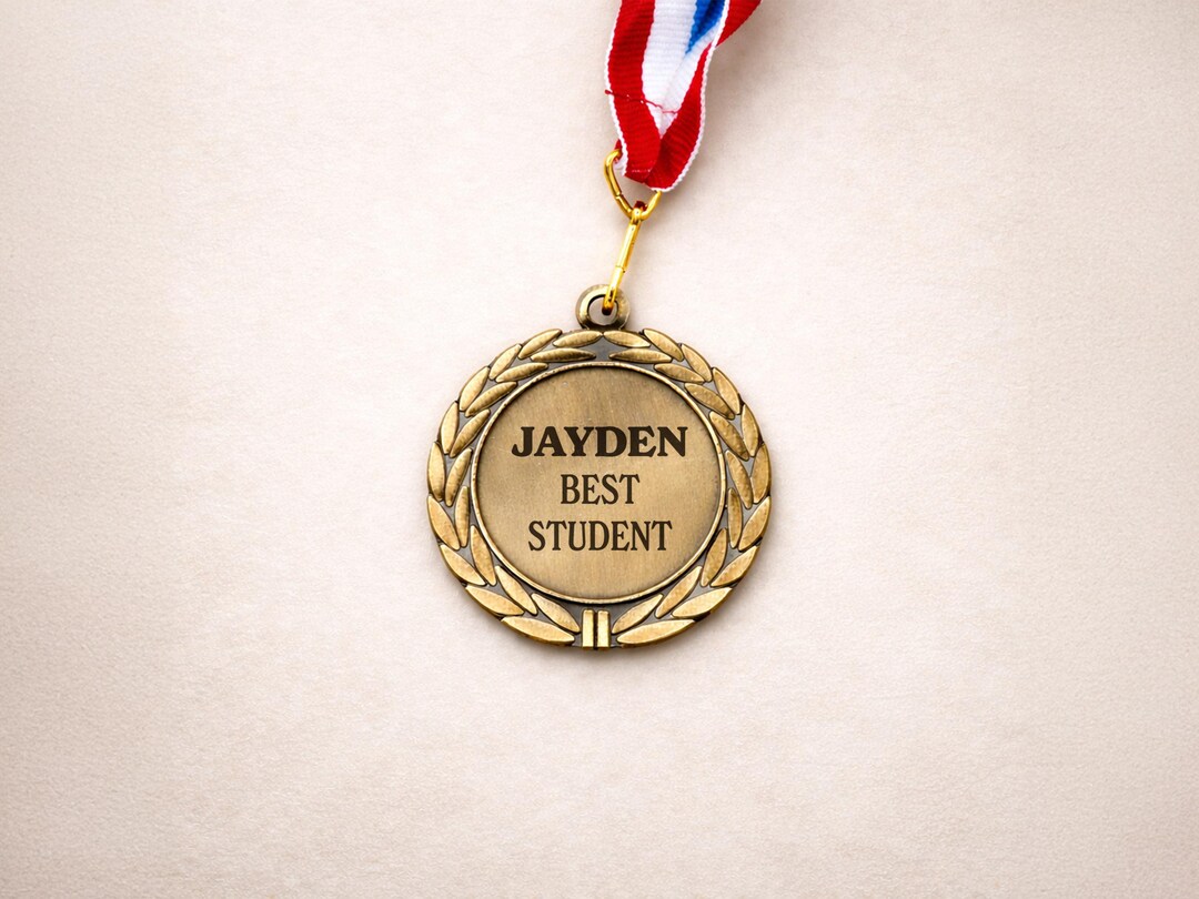 Student Custom Custom Engraved Student Achievement Medal, Personalized School Award ...