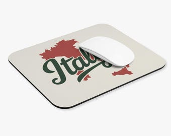 Italya-skrift Italien karta Musmatta | Italiensk karta skrivbordsmatta, grön röd typografi