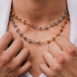 barbed wire necklace / barbed wire chain / edgy necklace / stainless steel / gift for him / unisex chain necklace / hypoallergenic / choker
