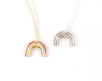 Mini Rainbow Necklace / Rainbow Necklace / Rainbow Charm / Rainbow / Gold Rainbow / Silver Rainbow / Rainbow Pendant / Delicate Necklace