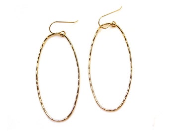 Oval Earrings / Statement Earrings / Oval Drop Earrings / Open Shape Earrings / Hammered Oval Earrings / Gifts for Her