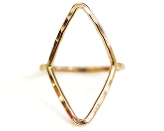 Ring met sterlingzilver of goudgevulde diamanten, modern geometrisch ruitontwerp