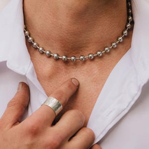 stainless ball chain / oversized necklace / ball chain necklace / silver ball / beaded necklace / large ball chain / gift for men / chunky