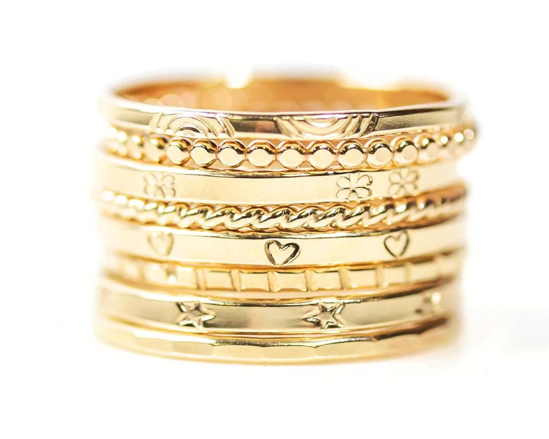 Stacking Rings / Textured Stacking Rings / Gold Rings / Graduation Gift ...