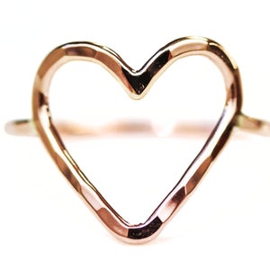 Heart Ring / Gift for Girlfriend / Simple Rings / Open Heart Ring / Open Heart / Anniversary Gift / Heart Ring Gold / Silver Heart image 1