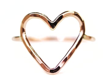 Heart Ring / Gift for Girlfriend / Simple Rings / Open Heart Ring / Open Heart / Anniversary Gift / Heart Ring Gold / Silver Heart