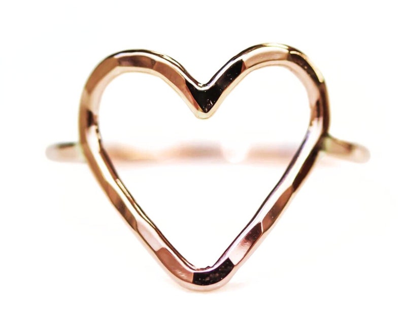 Heart Ring / Gift for Girlfriend / Simple Rings / Open Heart Ring / Open Heart / Anniversary Gift / Heart Ring Gold / Silver Heart image 1