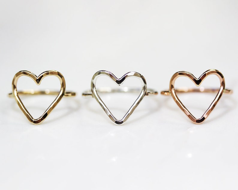 Heart Ring / Gift for Girlfriend / Simple Rings / Open Heart Ring / Open Heart / Anniversary Gift / Heart Ring Gold / Silver Heart image 8