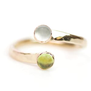 Toi Moi Birthstone Ring / Birthstone Ring / Bypass Ring / Dual Birthstone Ring / Anniversary Gift / Birthstone Jewelry / Promise Ring