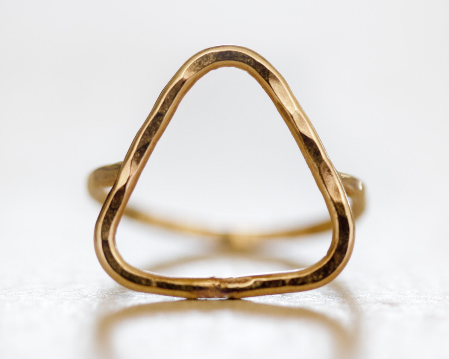 Gold Delta Ring ONE Hand Sightly Hammered and Etsy