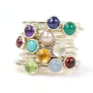 Dainty Birthstone Ring / Birthstone Jewelry / Gift For Mom / Mother&#39;s Day Gift / Birthstone Ring / Stacking Birthstone Rings / Gemstone Ring