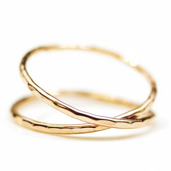 Anillo infinito de oro hecho a mano / Diseño minimalista elegante - Oro rosa de 14 quilates, plata de ley, para uso diario