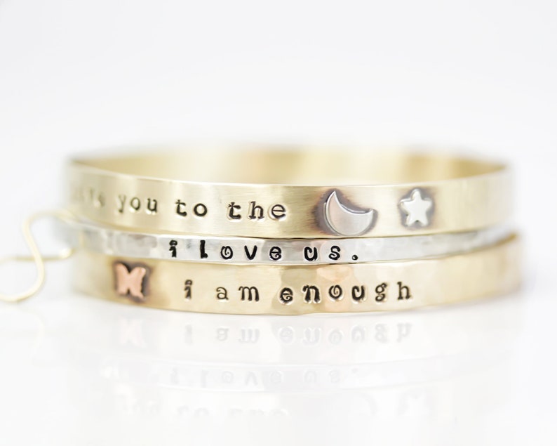 Personalized Jewelry / Gift For Her / Graduation Gift / Power Phrase Bangle / Travel Gift / Inspirational Bracelet / Positive Words image 8