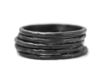 Stacking Rings / Patina Rings / Stackable / Black Ring / Black Jewelry / Patina / Colorful Stacking Rings / Gift For Her / Black