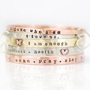 Personalized Jewelry / Gift For Her / Graduation Gift / Power Phrase Bangle / Travel Gift / Inspirational Bracelet / Positive Words image 3