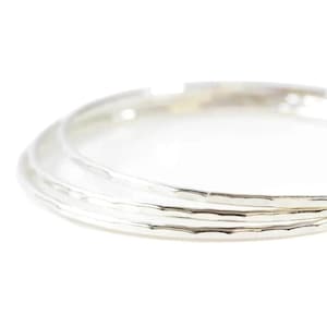 Hammered Bangles Sterling Silver Bracelet: Minimalist Stackable Jewelry, Handcrafted Texture (Multiple Sizes, Lightweight)