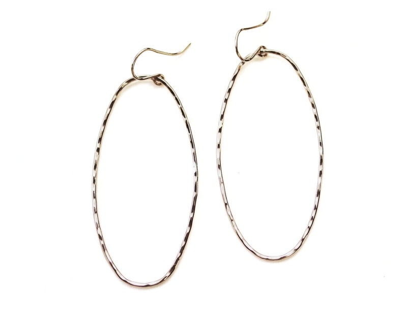 Oval Earrings / Statement Earrings / Oval Drop Earrings / Open Shape Earrings / Hammered Oval Earrings / Gifts for Her image 7
