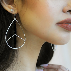 Peace Earrings / Earring Set / Earrings For Women / Peace Jewelry / Handmade Earrings / Gold or Silver Earrings / Teardrop Earrings