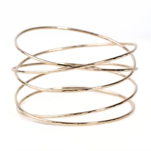 Wrap Bangle Bracelet: Organic Textured Design, Handmade Bold Bracelet (14K Fill, Sterling Silver, Brass, German Silver)