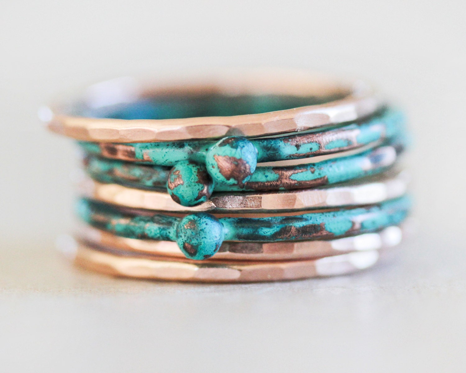 Stacking Rings / Stackable Rings / Mint Stacking Ring / Rose
