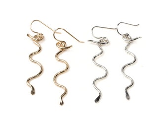 Snake Earrings / Large Gold Snake Earrings / Serpent Jewelry / Bold Snake Earrings / Silver Snake Earrings / Serpent Earrings / Snake Dangle