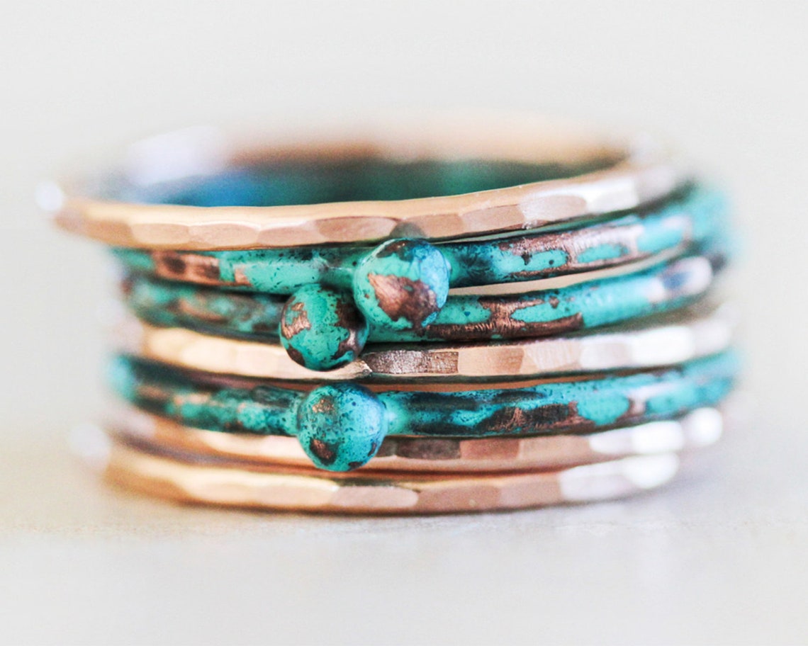 Stacking Rings / Stackable Rings / Mint Stacking Ring / Rose Etsy UK