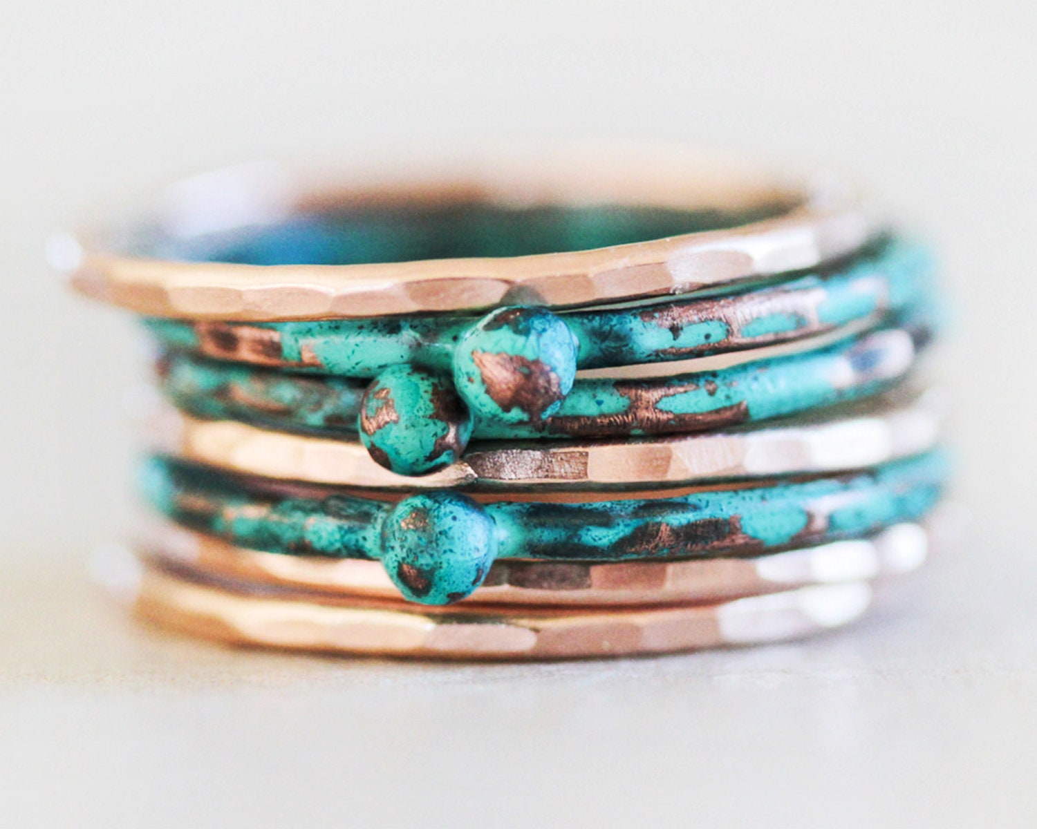 Stacking Rings / Stackable Rings / Mint Stacking Ring / Rose Etsy UK