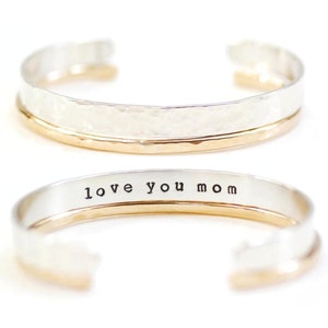 Personalized Gifts for Mom / Mothers Day Gift / Love You Mom / Meaningful Gift For Mom / Personalized Cuff Set / Mom Bracelets From Daughter image 1