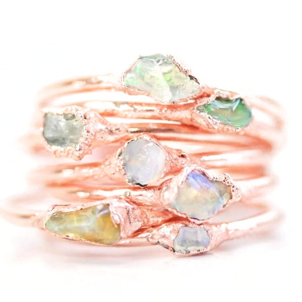 Raw Opal Ring / Fire Opal / Raw Stone / October Birthday Gift / Raw Stone Jewelry / Opal Ring / Boho Chic / October Birthday / Handmade
