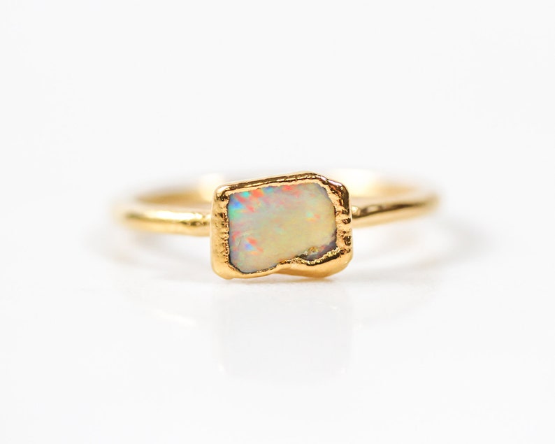 Raw Opal Ring / Fire Opal / Raw Stone / October Birthday Gift / Raw Stone Jewelry / Opal Ring / Boho Chic / October Birthday / Handmade image 4