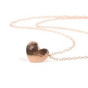 solid heart necklace / hammered heart necklace / handmade heart necklace / minimalist jewelry / gift for her / Layering Necklace / love gift