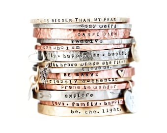 Personalized Jewelry / Gift For Her / Graduation Gift / Power Phrase Bangle / Travel Gift / Inspirational Bracelet / Positive Words