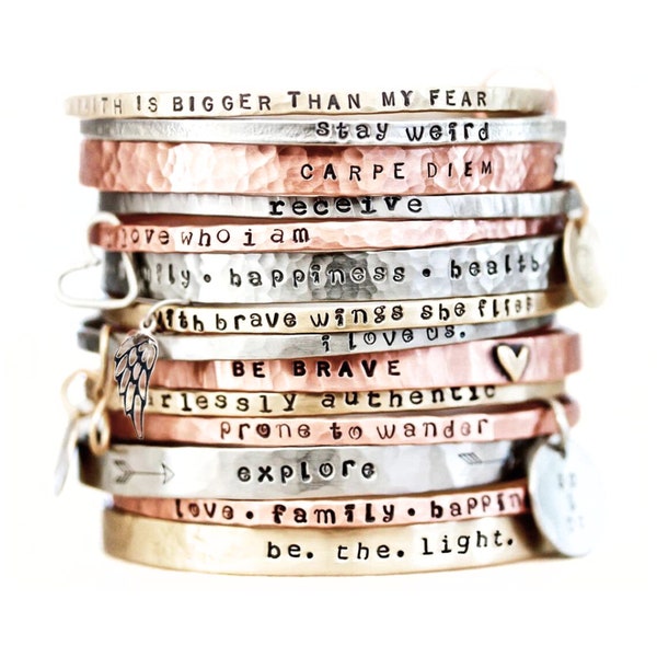 Personalized Jewelry / Gift For Her / Graduation Gift / Power Phrase Bangle / Travel Gift / Inspirational Bracelet / Positive Words