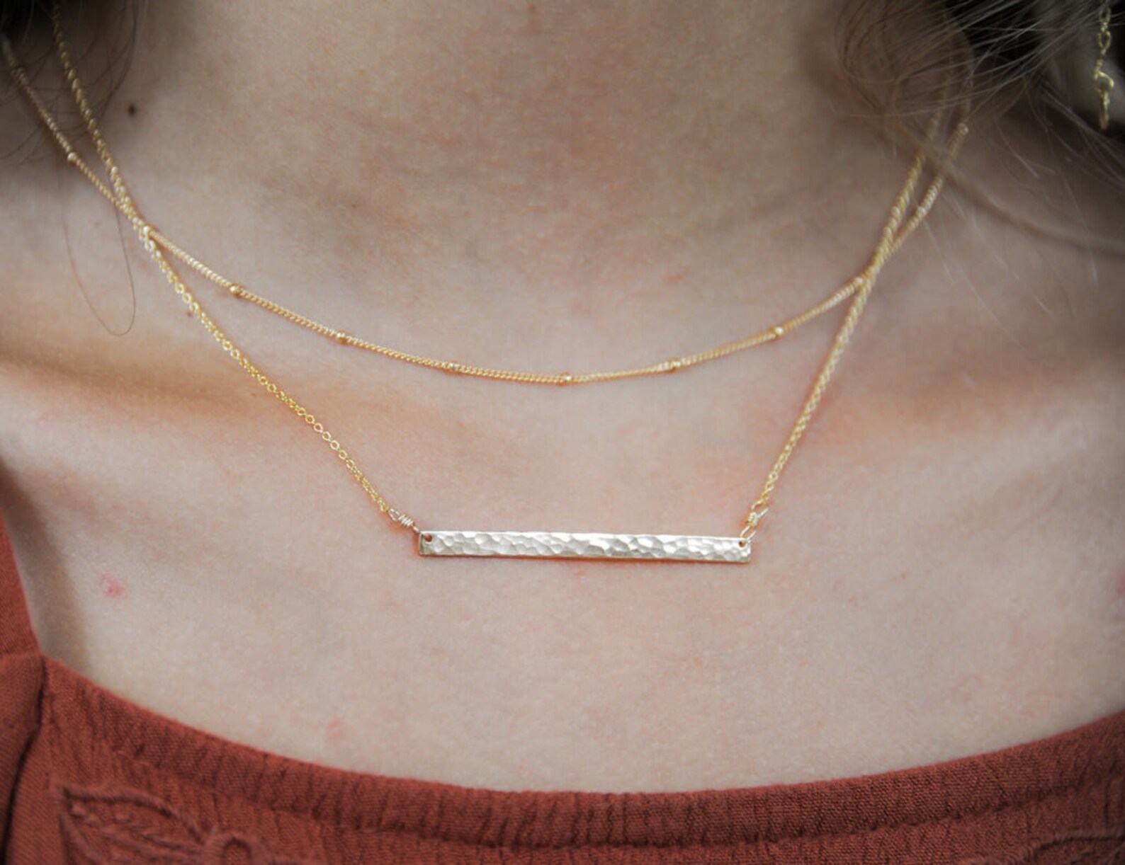 Mini Bar Necklace / Layering Necklace / Fine Metal Necklace / Etsy
