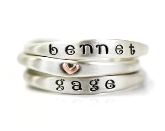 Personalized Ring / Personalized Gift / Gift for Mom / Kids Name Ring / Mothers Day / Stacking Rings / Sterling Silver Rings