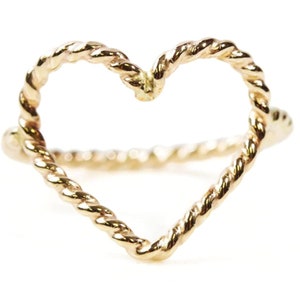 Heart Ring / Heart Twist Ring / Simple Ring / Open Heart Ring / Christmas Gift/ Heart Outline Ring / Silver Heart / Gold Heart